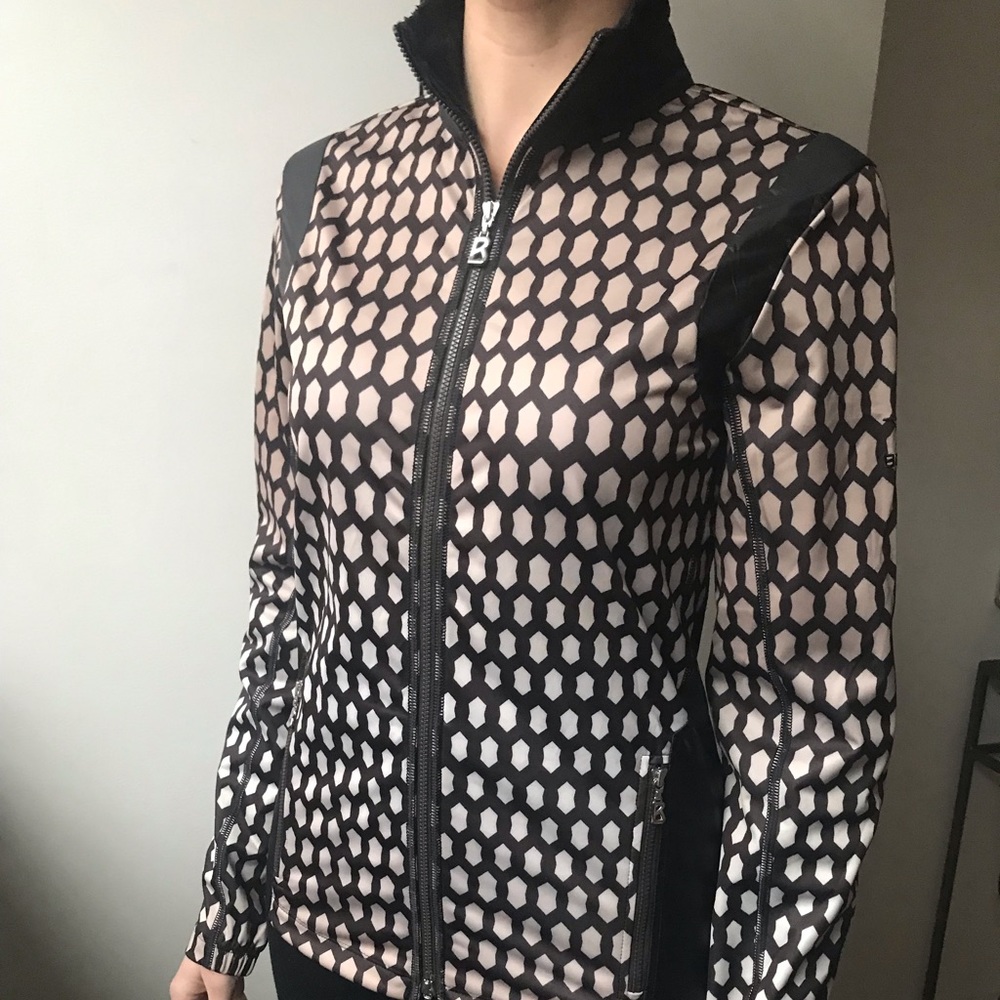 Bogner Black & Tan Honeycomb Mid-Layer Zip-Up Top